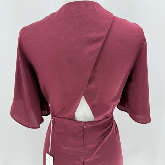Bishop + Young Harper Crimson Cutout Dress S 100% Polyester V-Neck Short Sleeve - Picture 9 of 10